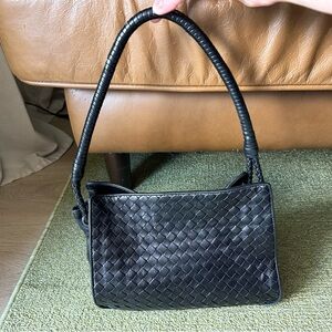 Bottega Veneta Black Intreciatto Shoulder Bag